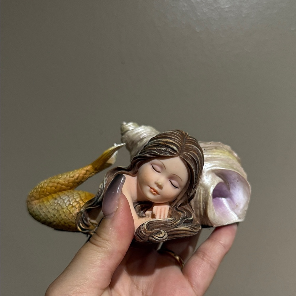 Mermaid Figurine with Shell and Yellow Tail